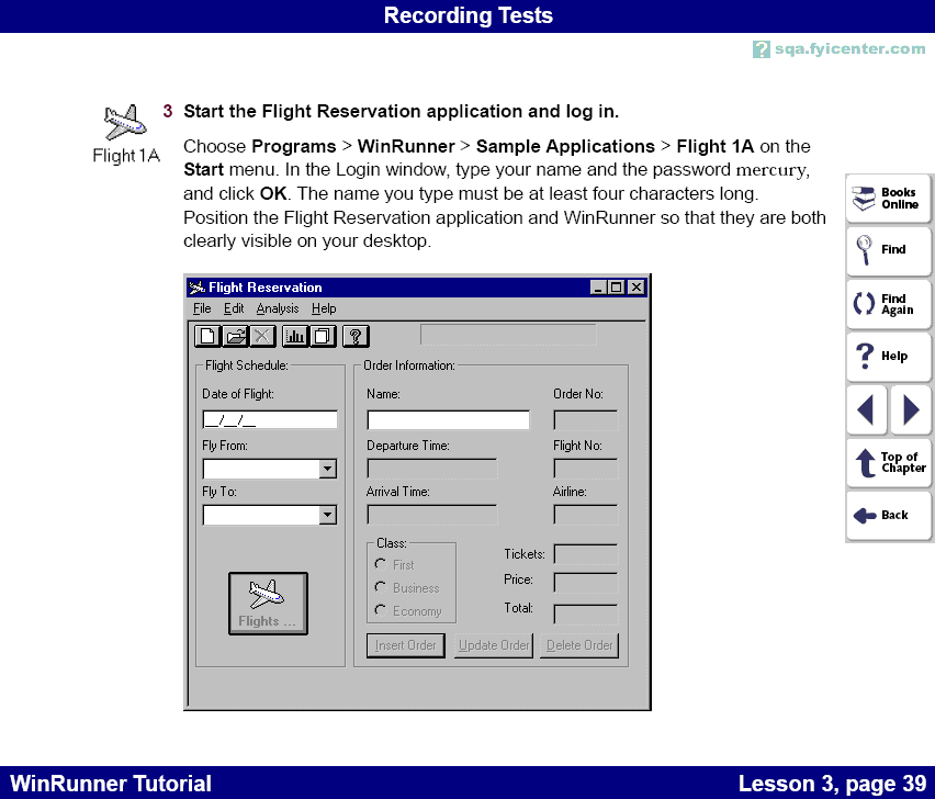 Recording a Test with Flight Reservation application